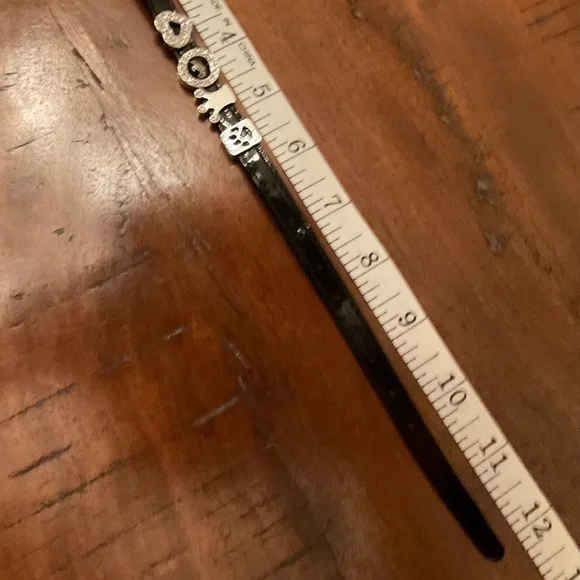 Pet Collar Custom X small Black Patent 12” with sliding adornments - Picture 6 of 7